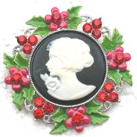 Wholesale C853 CRYSTAL RHINESTONE ENAMELING FLOWER BROOCHES GIFT PORTRAIT CAMEO PIN BROOCH & PENDANT