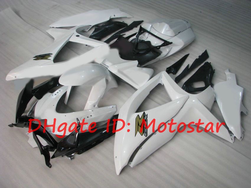 スズキGSXR 600 750 2008 2009 2010 K8 GSXR600 GSXR750 08-10 GSX-R750 GSX-R600のホワイトフェアリングキット