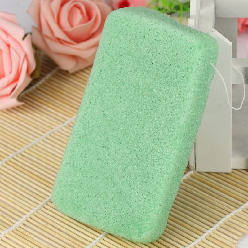 100 pcs/lot 4 couleurs Rectangle 100% thé vert naturel Konjac éponge pour le visage lavage du visage bouffée de nettoyage