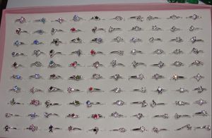 Mode Billiga Färgglada Crystal Ring Alloy Ring 100pcs