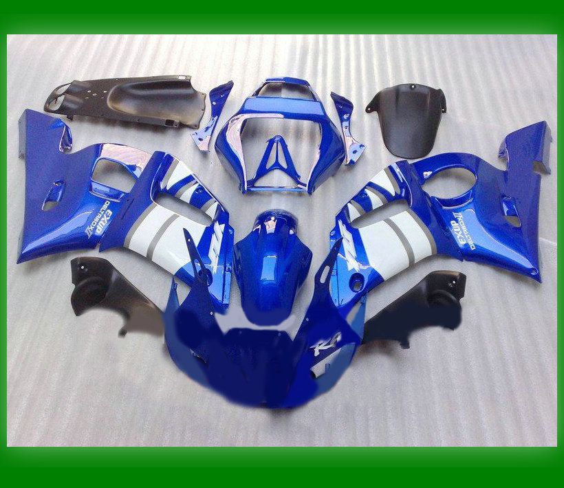 1 Zestaw części ciała ABS R6 1999-2002 YZF-R6 99-02 Blue + Biały Korek