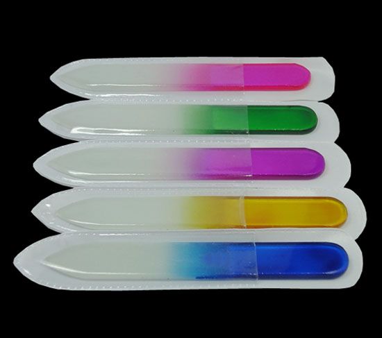 3.5 "/ 9 cm Cam Tırnak Dosyaları Dayanıklı Kristal Dosya Tırnak Tampon Tırnak Bakımı 10 Renkler Seçimi # NF009