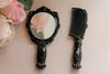 Vintage Butterfly pattern Cosmetic Mirror Plastic Makeup Set(Mirror & Comb )Black 20set(40pcs)/LOT#M392