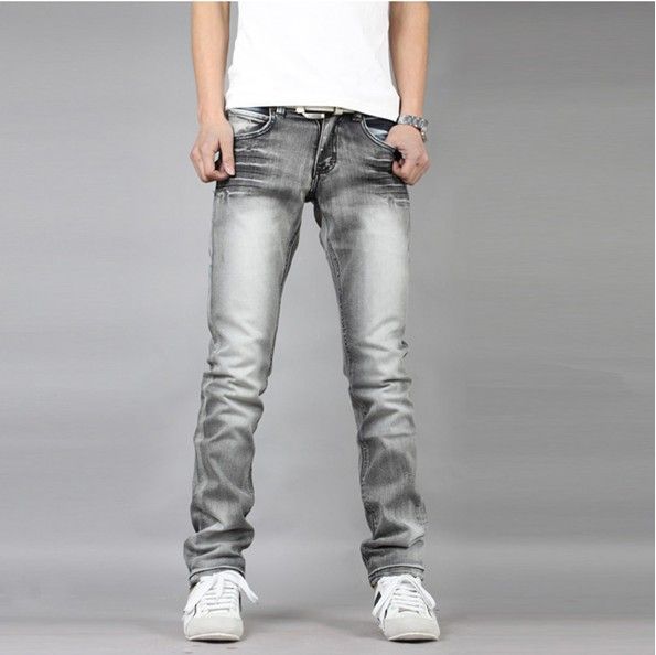 mens grey distressed jeans slim fit