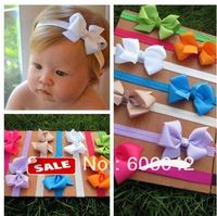 Wholesale Baby Elastic Headbands soft stetch headband with quot quot baby ribbon bows