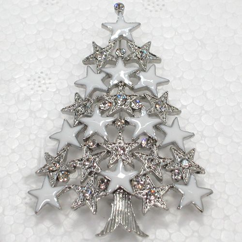 

12pcs/lot Wholesale Crystal Rhinestone Enameling Christmas tree Pin Brooch Christmas gift party C550