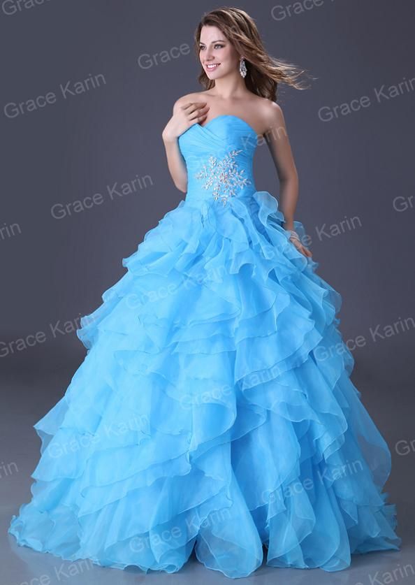 Grace Karin New Yellow Organza Ball Gown Graduation Dresses Sweetheart ...