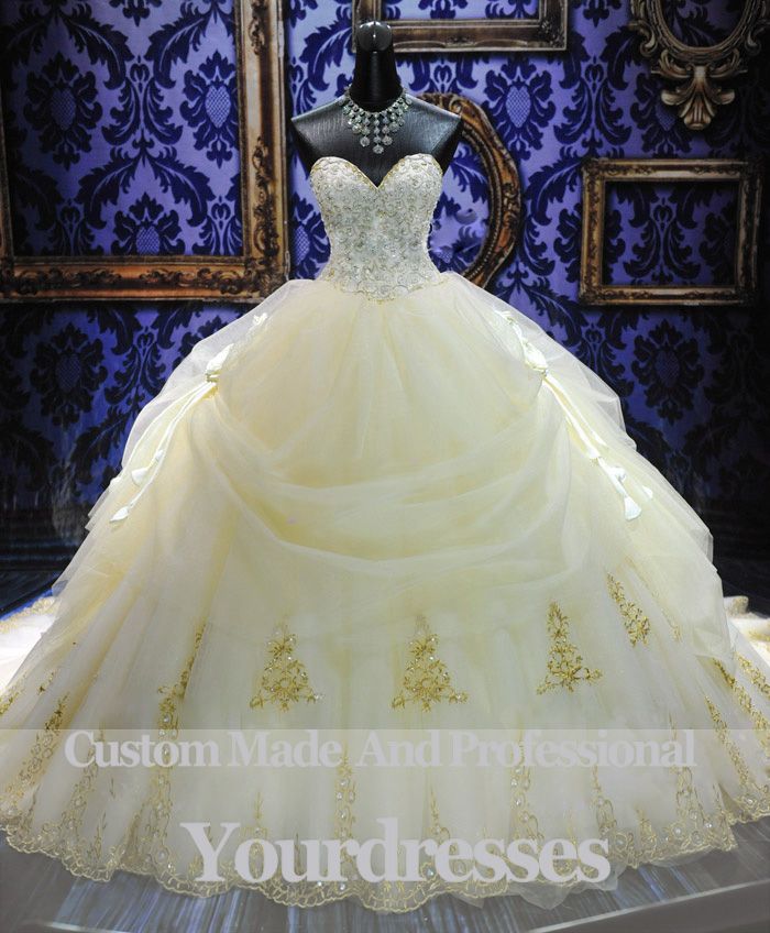 white gown with gold