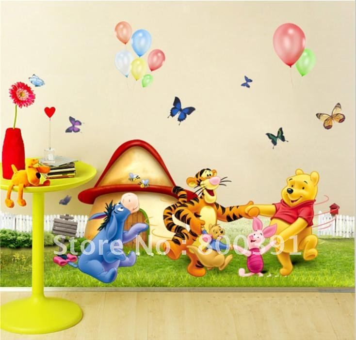 T2172 Size 50*70cm Winnie The Pooh On The Tree,=$5.99 Wall Sticker Kids