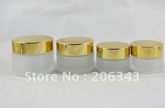 G Frosted Glass Jar Gold Lid G Frosted Glass Jar Gold Lid