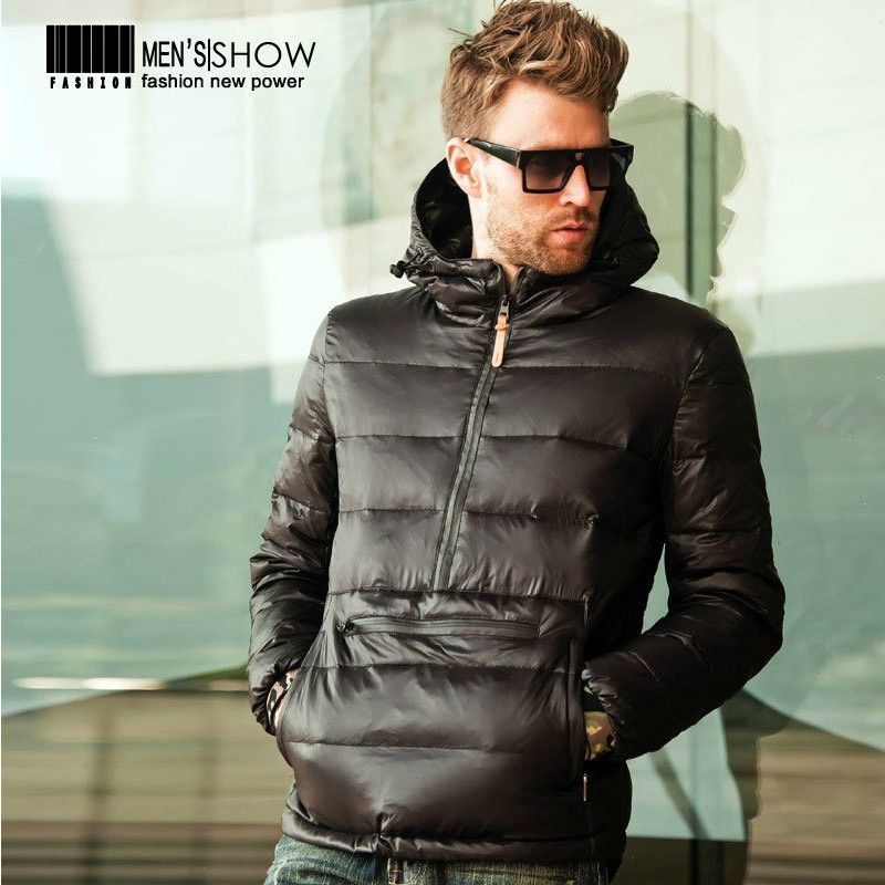 Mens Slim Fit Detachable Hooded Fashion Duck Down Coats Hoodies Jackets ...