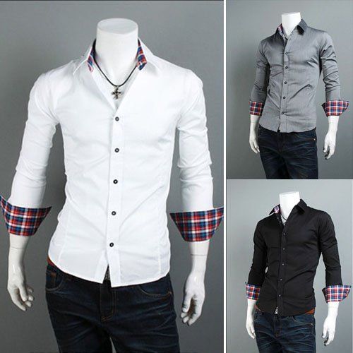 Cheap Mens Shirts Men Fitted Shirt Mens Handsome Shirt Men White Shirt ...