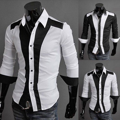 Men Fashion Clothing Mens Handsome Shirt Dress Mens Shirts Men Striped ...