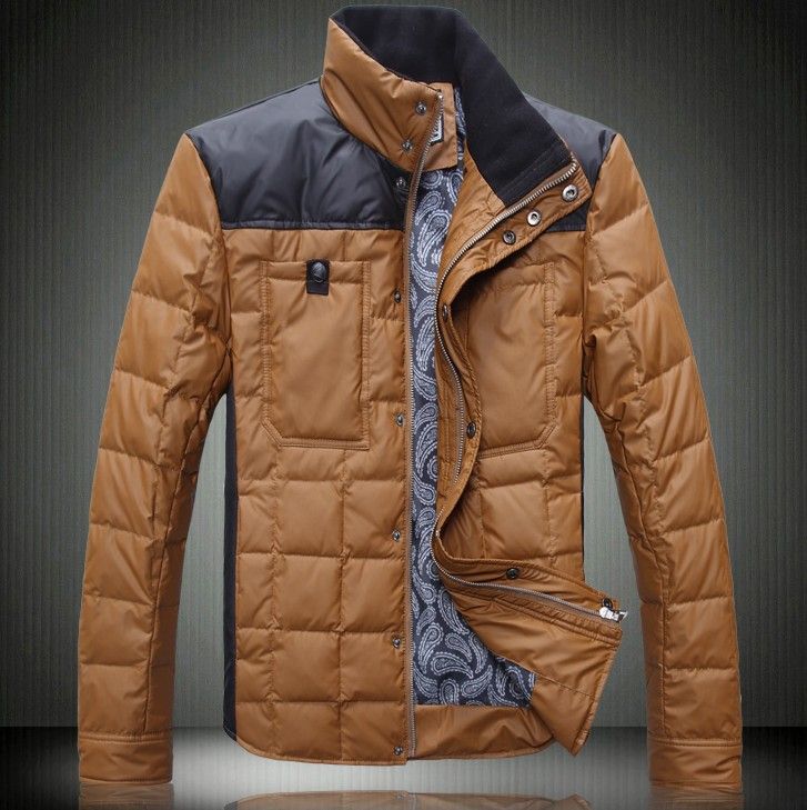 European Style High Quality Men's Winter Down Jacket Standing Collar
