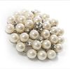 Silver Plated Ivory/Cream Pearl and clear Rhinestone Crystal Party Brooch