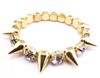 Punk Style Gold Silver Plated Tone Rivetes Pulseira de Stretch Rhinestone