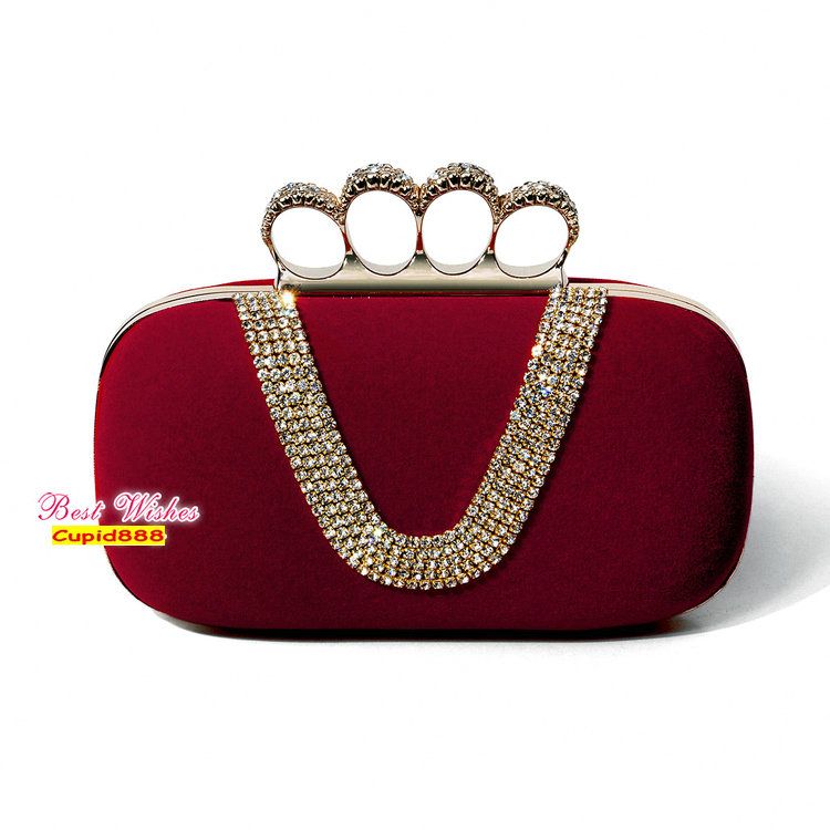 red velvet clutch bag