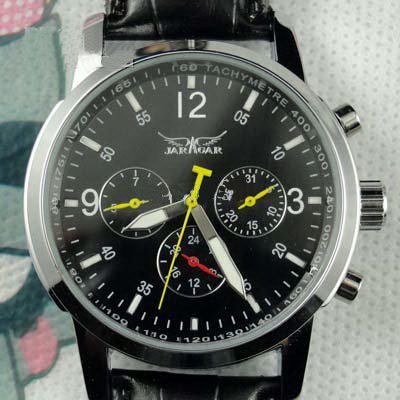 jaragar klasik tasarım orijinal saatler erkek deri dalış mekanik siyah kadran erkek spor kol saati