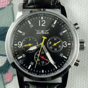 jaragar classic design original watches men leather dive mechanical black dial mens sport wristwatch