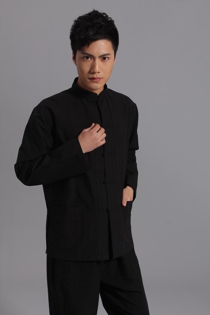 Черный костюм Тан Китайский костюм Традиционная китайская этническая одежда Тан костюм Kung fu jacket