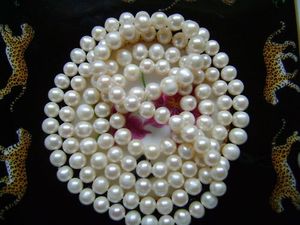 Collar De Perlas Finas al por mayor-Nuevos collares de cuentas de joyas de perlas de mm Collar de perlas de agua dulce redonda de agua dulce