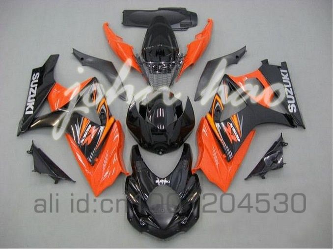 SUZUKI GSXR1000 07 08 GSX-R1000 2007 2008 GSXR 1000 K7 07 08 kaporta kiti için turuncu / siyah J9 kaporta