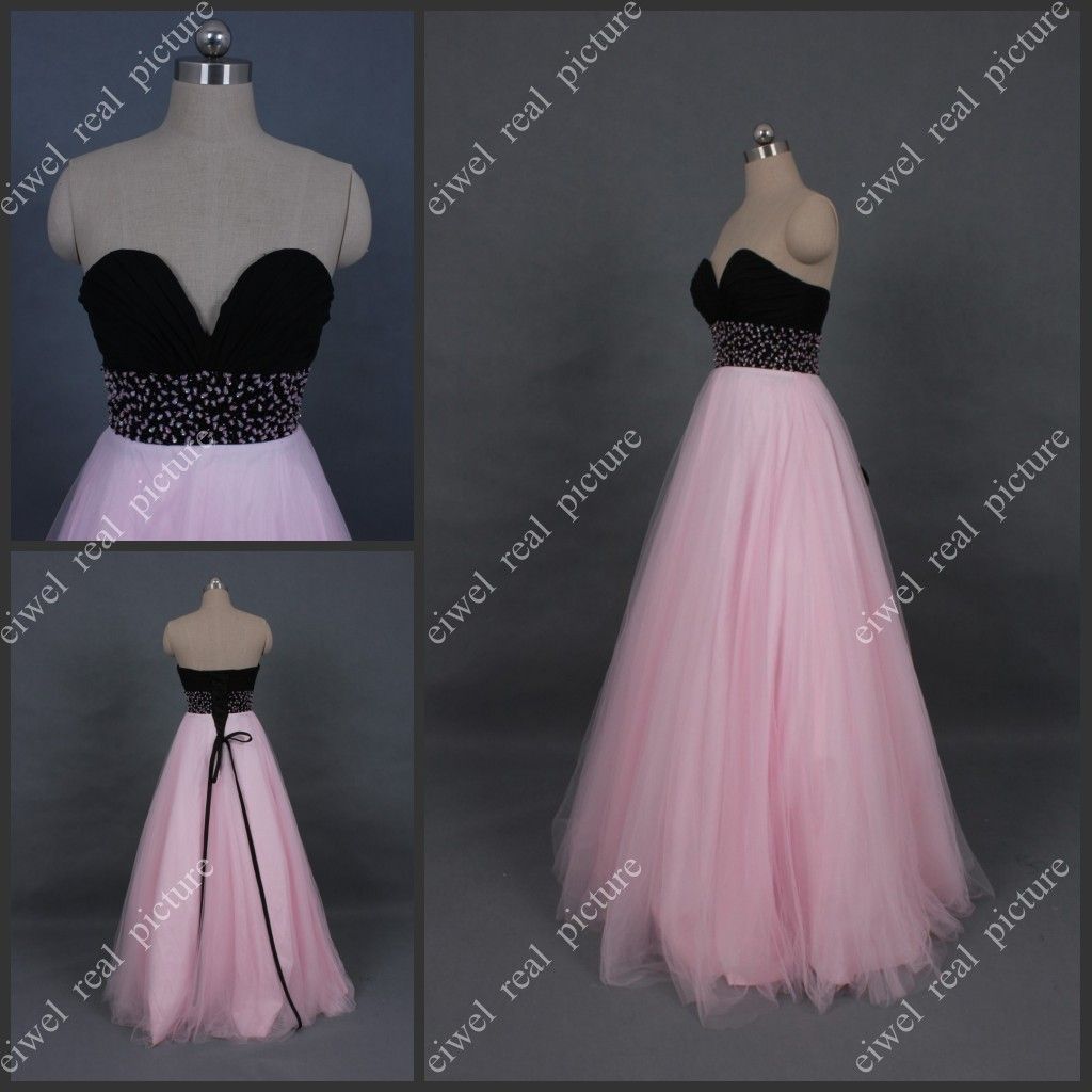 black and pink evening gowns