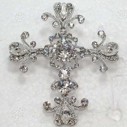 12pcs / lot grossist marquise kristall rhinestone cross mode kostym stift brosch hänge c248