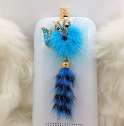 2013 vison cristal renard pendentif téléphone anti-poussière prise écouteur prise anti-poussière 10 pcs/lot