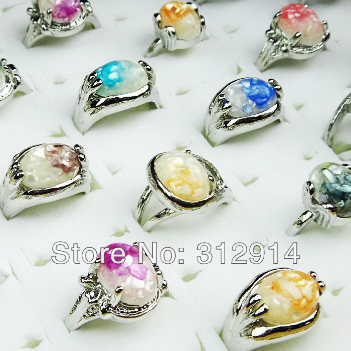 

Wholesale Jewelry Lots 10 Pcs Mix Shell Silver Rings Mix Size Gift NEW