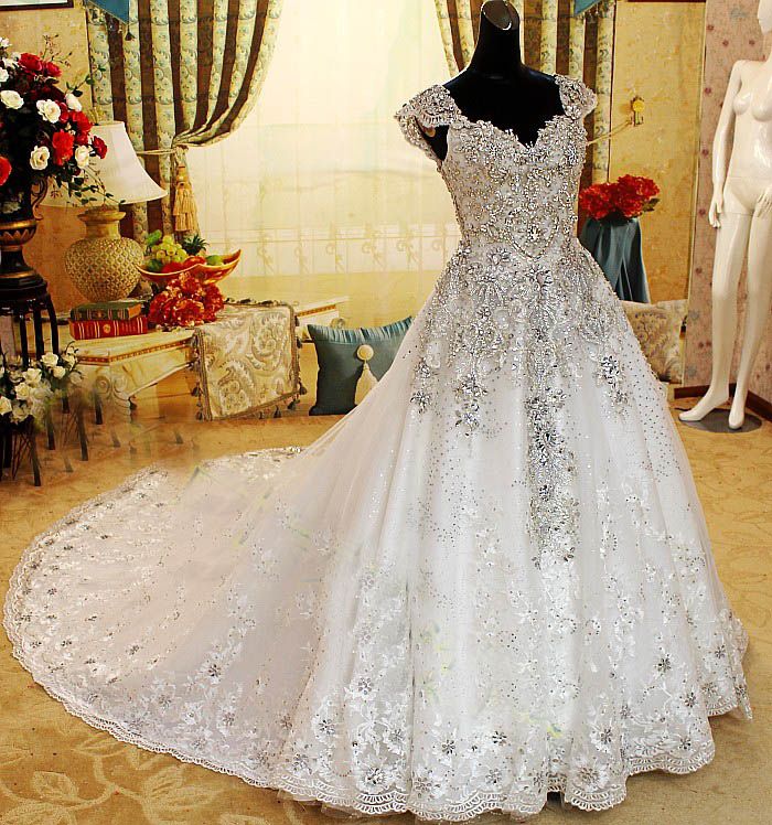 Discount 2013 New Style Off Shoulder Crystals Wedding Dresses Cathedral ...
