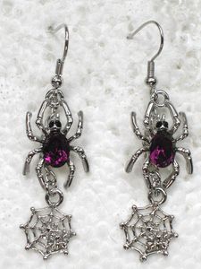 Crystal Rhinestone Spider Cobweb Fashion Dangle Chandelier Chain Earrings Party gift A193