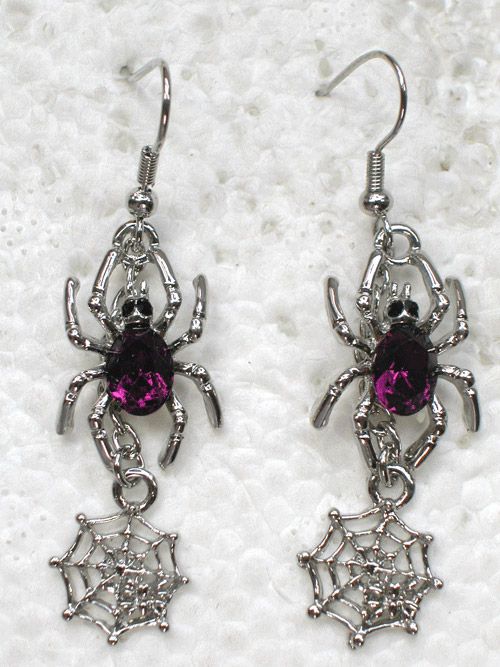 Comercio al por mayor Crystal Rhinestone Spider Cobweb Fashion Cuelga la Araña Pendientes de Cadena Del Regalo Del Partido A193