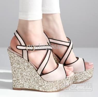 baby pink wedge heels