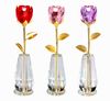 Ny Gorgeous Crystal Rose Flower 12quot Long stammed Red Glass Handicraft Flower Bud Love Forever Valentines Gift Romantic Weddi9354041