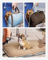 Gratis frakt Tvättbar Pet Dog Cat Carrier Bag Vikbar Matta Skulderväska Bluecoffee