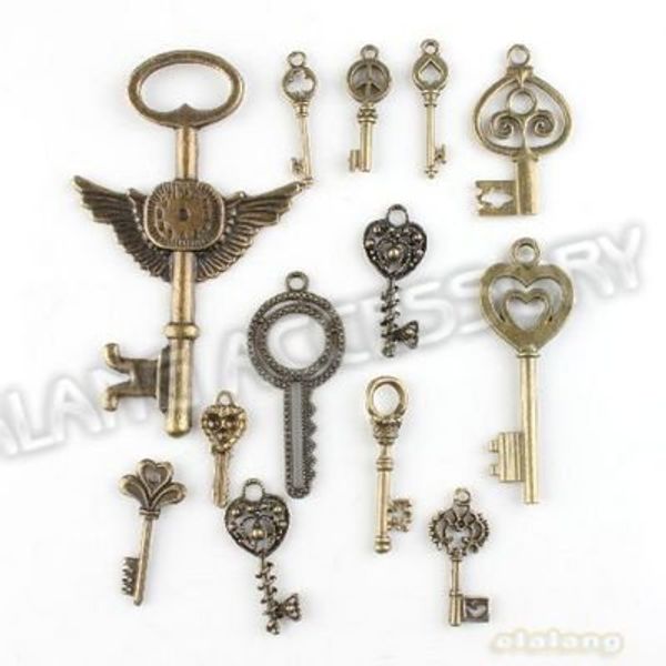 

148pcs/lot On Sale New Assorted Key Charms Alloy Plated Vintage Bronze Pendant Fit Jewelry DIY ZH-BJI004
