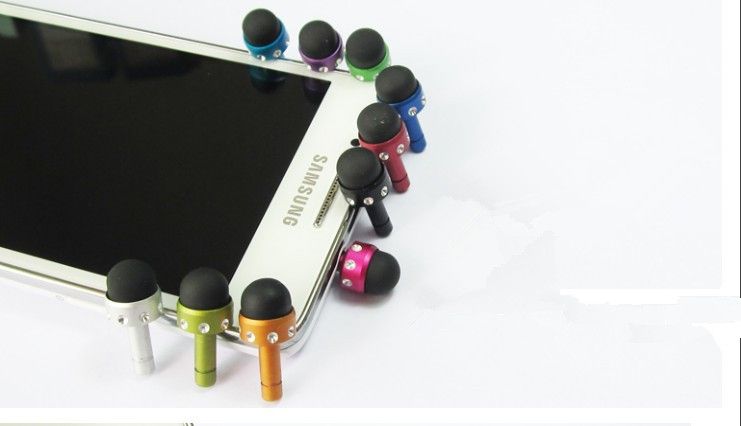 Frete Grátis Tela Capacitiva Stylus Pen Diamante Pó plugue de 3.5mm Para IPAD IPHONE Tablet Celular