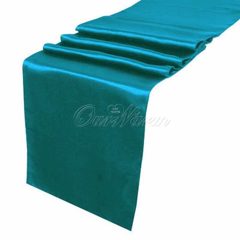 Teal Blue Satin Table Runner Wedding Cloth Runners Holiday Favor Party