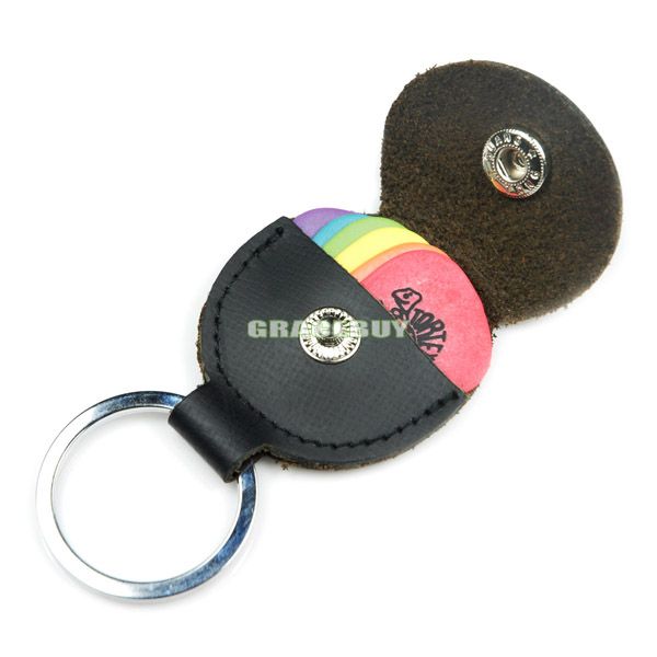 Guitar Bass Pick Bags Genuine Leather Keychain Picks Case Bag Plectrum