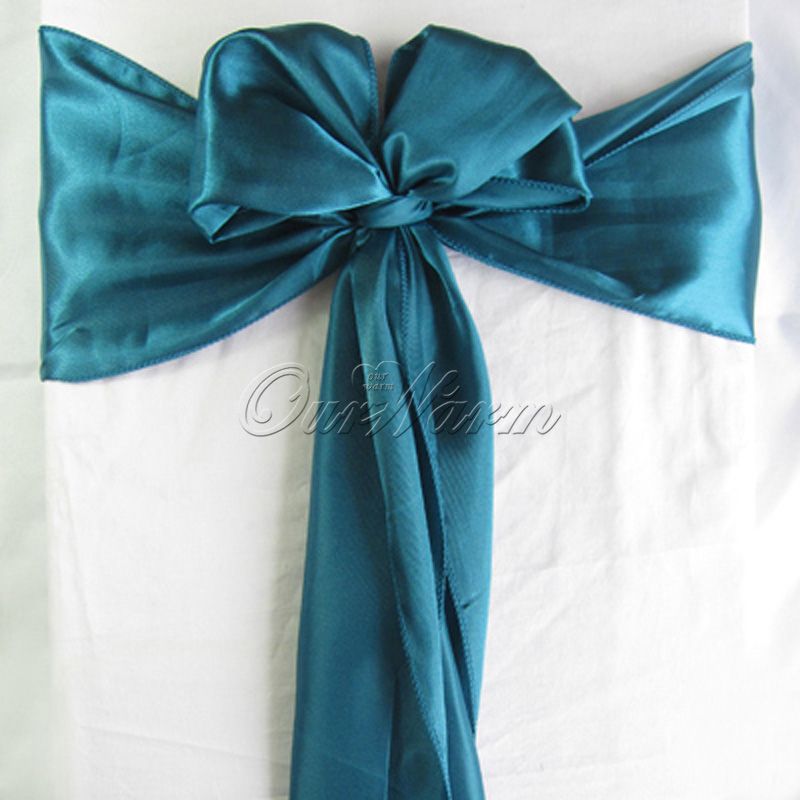 100 Teal Blue Satin Chair Sash Wedding Party Supply Elegant Hot Sale