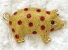 12 sztuk / partia Hurtownie Kryształ Rhinestone Broszki Piggy Broszka Pin Biżuteria Prezent C952