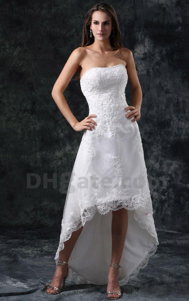 DiscountElegant Short Front Long Back Wedding Dresses A