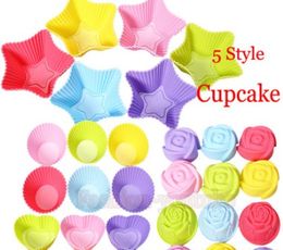 5 styles Tin Liner Baking Cup Mould Mould pudding cup Silicone Cake Muffin Chocolate Cupcake Case KD