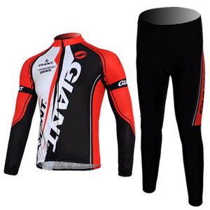 Maglia a maniche lunghe per sport all'aria aperta rossa gigante da bicicletta + pantaloni con bretelle Bici da ciclismo Taglia M- XXXL