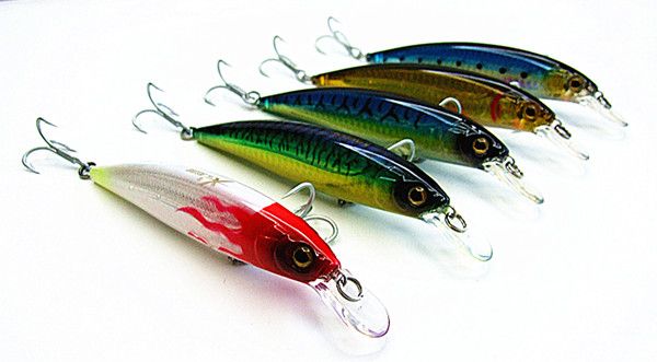 Ny Minnow Baits Plast Hård Far Far Throwing Sea / Lakes Fiske Lures VMC Hook 12cm / 26g Fem färger