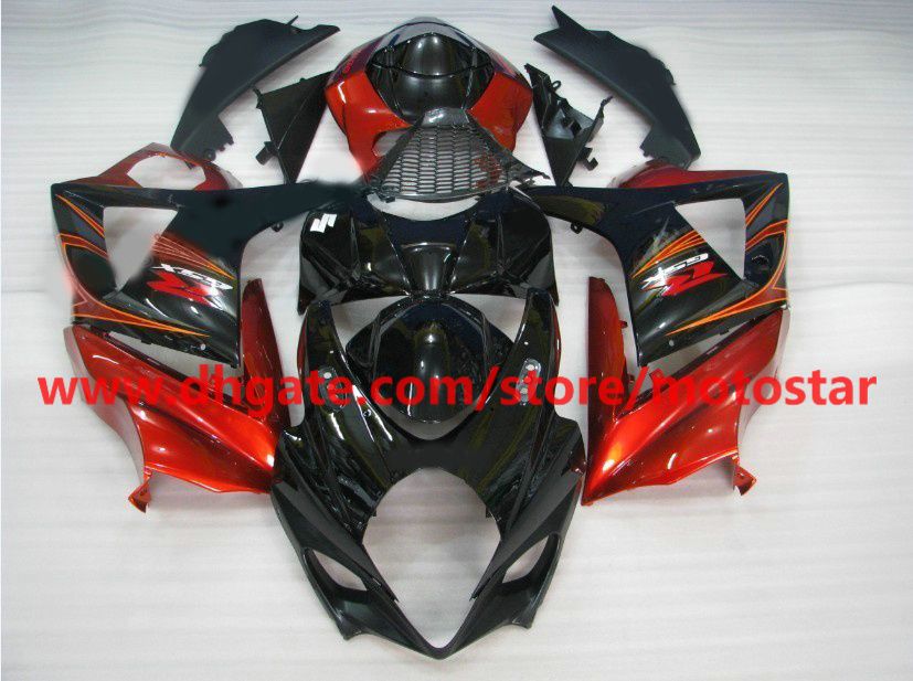 Motosiklet için% 100 Fit 2007 2008 Suzuki GSX-R1000 Fairings Kitleri K7 GSXR1000 07 08 GSXR 1000 Kırmızı Siyah Kaplama Kiti K7B