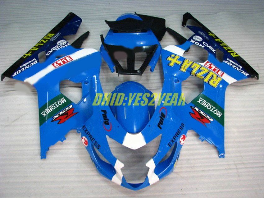 Rizla Blue Fairing Body Kit för Suzuki GSXR600 750 GSX-R600 2004 2005 Kroppsarbete GSXR 600 GSXR750 K4 04 05 Fairings Set + Presenter