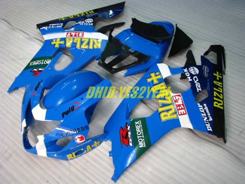 Rizla Blue Fairing Body Kit för Suzuki GSXR600 750 GSX-R600 2004 2005 Kroppsarbete GSXR 600 GSXR750 K4 04 05 Fairings Set + Presenter