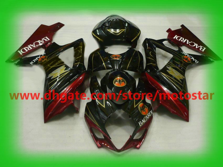 Zestaw Fairings Bacardi dla Suzuki GSX-R1000 2007 2008 Wersja GSXR1000 K7 07 08 GSXR 1000 Red Gold